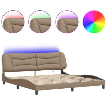 Bettgestell mit LED ohne Matratze "Hvar" Cappuccino-Braun 200x200 cm