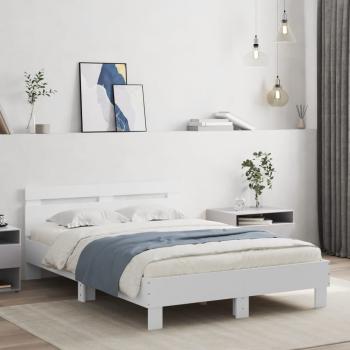ARDEBO.de - Bettgestell mit Kopfteil LED-Beleuchtung Weiß 120x190 cm