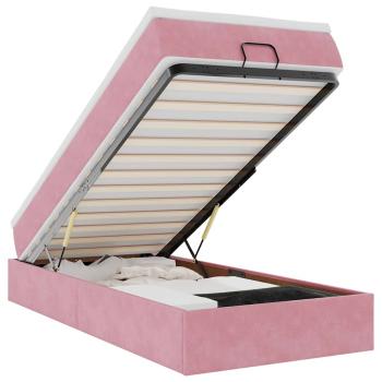 Ottoman-Bett mit Matratze Rosa 90x190 cm Samt