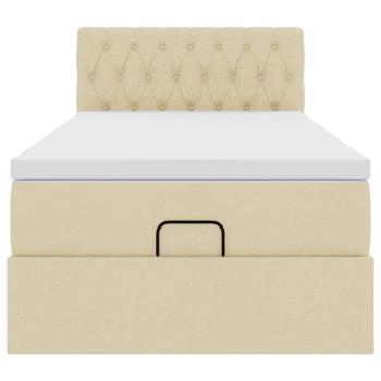 Ottoman-Bett mit Matratze & LEDs Creme 80x200 cm Stoff