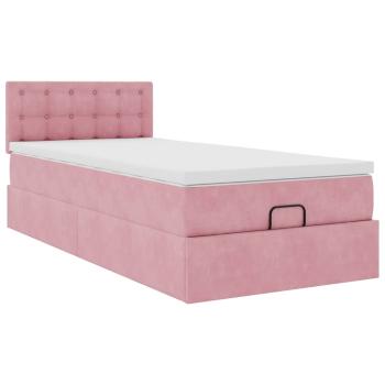 Ottoman-Bett mit Matratze & LEDs Rosa 90x190 cm Samt