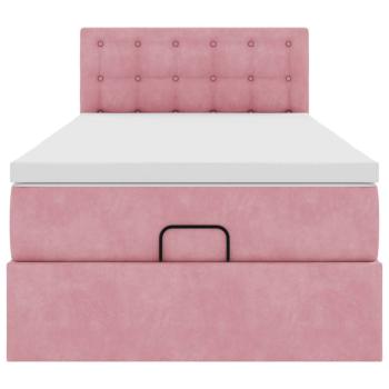 Ottoman-Bett mit Matratze & LEDs Rosa 90x190 cm Samt