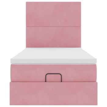 Ottoman-Bett mit Matratzen & LEDs Rosa 90x190 cm Samt