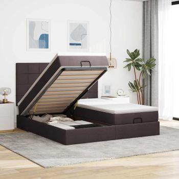 ARDEBO.de - Ottoman-Bett mit Matratzen & LEDs Dunkelbraun 180x200 cm Stoff