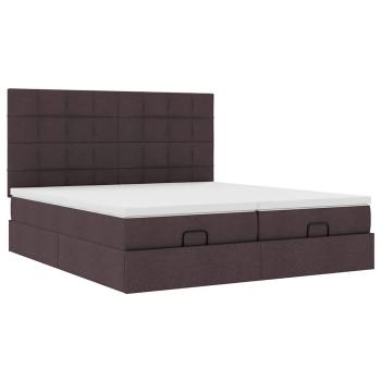 Ottoman-Bett mit Matratzen & LEDs Dunkelbraun 180x200 cm Stoff
