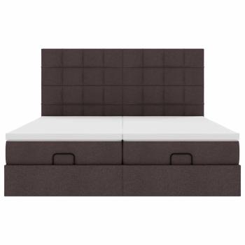 Ottoman-Bett mit Matratzen & LEDs Dunkelbraun 180x200 cm Stoff