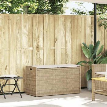 ARDEBO.de - Outdoor-Sitzbank mit Stauraum und Kissen Beige 100 cm