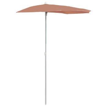 Halb-Sonnenschirm mit Mast 180x90 cm Terrakottarot