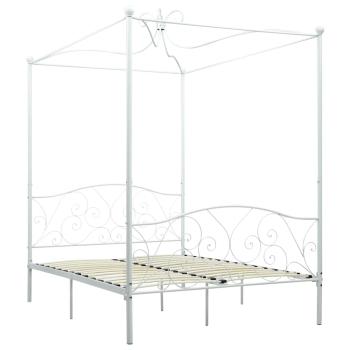 Himmelbett-Gestell Weiß Metall 140 x 200 cm
