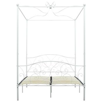 Himmelbett-Gestell Weiß Metall 140 x 200 cm