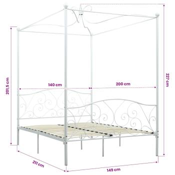 Himmelbett-Gestell Weiß Metall 140 x 200 cm