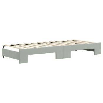 Tagesbett Ausziehbar mit Schubladen Hellgrau 80x200 cm Samt