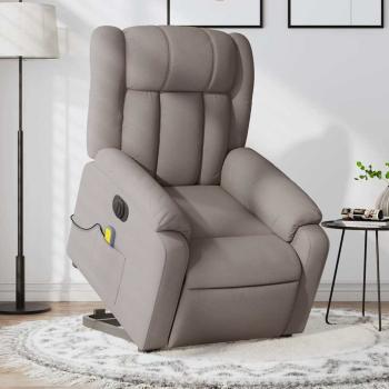 ARDEBO.de - Elektrischer Massagesessel mit Aufstehhilfe Taupe Stoff