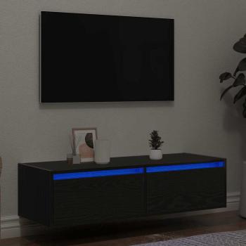 ARDEBO.de - TV-Schrank mit LED-Leuchten Schwarz Eichen-Optik 100x35,5x25 cm
