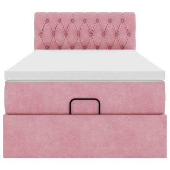 Ottoman-Bett mit Matratze & LEDs Rosa 90x190 cm Samt