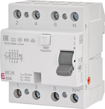 ARDEBO.de - FI-Schutzschalter 3-polig + N Typ A "EFI-P4" 63 A 30 mA 10 kA