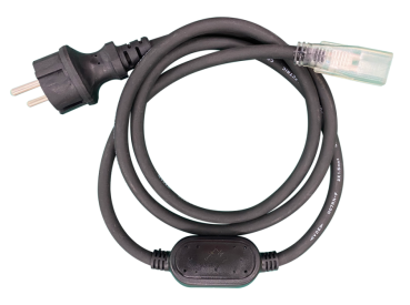 ARDEBO.de - Anschlussleitung H07RN-F, 1,5 m, schwarz, IP54, mit Schukostecker, mit Verbinder für LED-Lichtschlauch