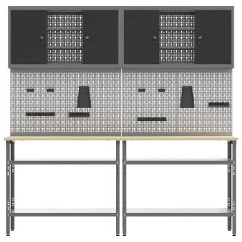 Werkbank-Set 8 stk. Schwarz und Grau Pulverbeschichteter Stahl