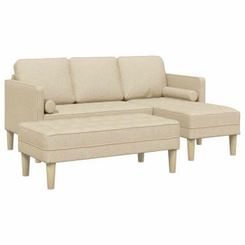 Sofa Set 2 stk. Creme Polyester
