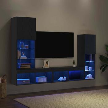 TV-Schränk 4 stk. Schwarz Eichen-Optik Holzwerkstoff