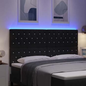 LED Kopfteil mit LED-Lichtleisten Schwarz 180 cm Samt