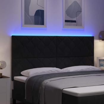 LED Kopfteil Schwarz 180 cm Samt