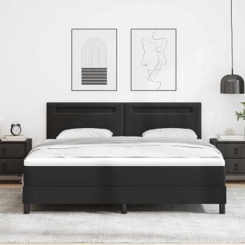 ARDEBO.de - Boxspringbett mit Kopfteil Schwarz 180 x 200 cm Kunstleder