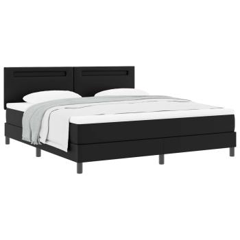 Boxspringbett mit Kopfteil Schwarz 180 x 200 cm Kunstleder