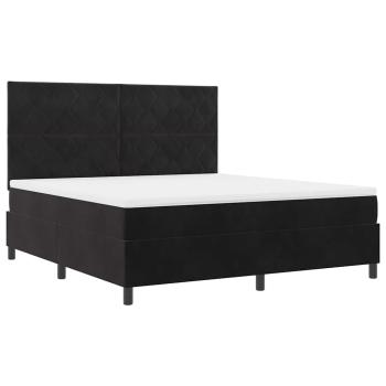 Boxspringbett mit Kopfteil Schwarz 180 x 200 cm Samt