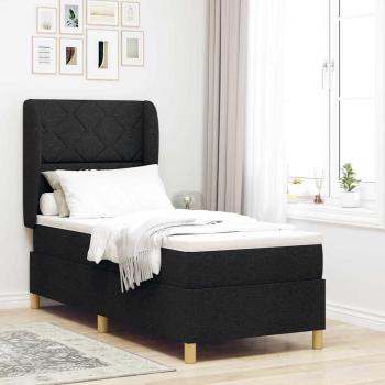 ARDEBO.de - Boxspringbett mit Kopfteil Schwarz 200 x 80 cm Stoff
