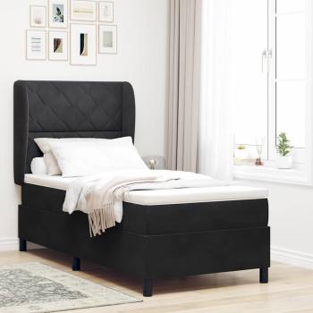 ARDEBO.de - Boxspringbett mit Kopfteil Schwarz 190 x 90 cm Samt
