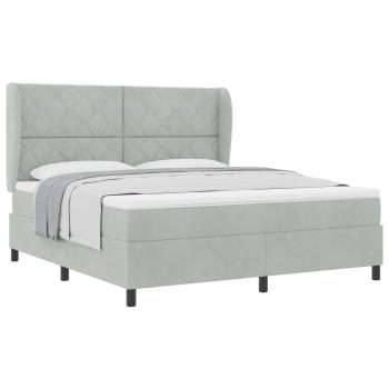 Boxspringbett mit Kopfteil Hellgrau 200 x 180 cm Samt