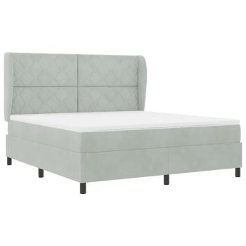 Boxspringbett mit Kopfteil Hellgrau 200 x 180 cm Samt