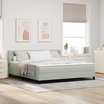 ARDEBO.de - Boxspringbett mit Kopfteil Hellgrau 200 x 180 cm Samt