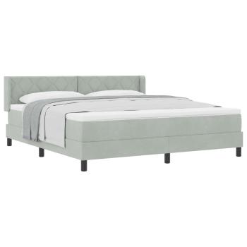Boxspringbett mit Kopfteil Hellgrau 200 x 180 cm Samt