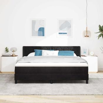 Boxspringbett mit Kopfteil Schwarz 200 x 180 cm Samt