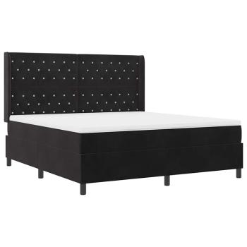 Boxspringbett mit Matratze Schwarz 180 x 200 cm Samt