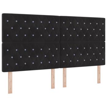 Boxspringbett mit Matratze Schwarz 180 x 200 cm Samt