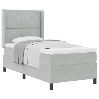 Boxspringbett mit Kopfteil Hellgrau 90 x 190 cm Samt