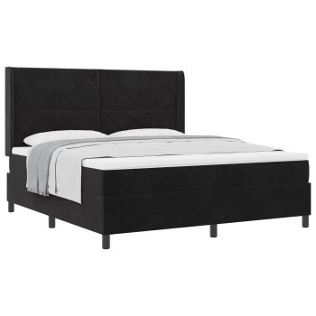 Boxspringbett mit Kopfteil Schwarz 180 x 200 cm Samt