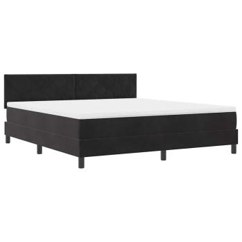 LED Boxspringbett mit Kopfteil Schwarz 180 x 200 cm Samt