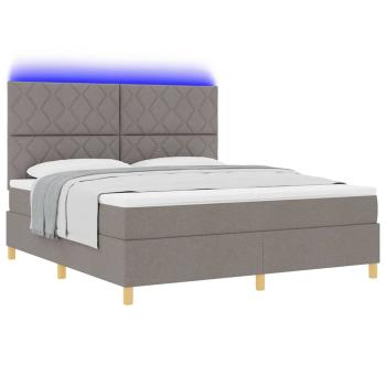LED Boxspringbett mit Kopfteil Taupe 180 x 200 cm Stoff