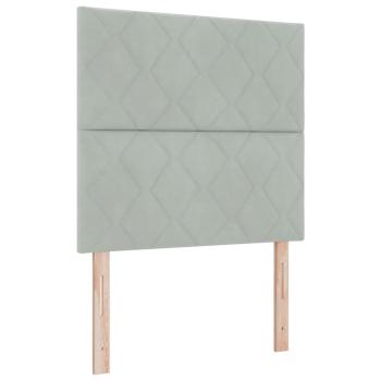 LED Boxspringbett mit Kopfteil Hellgrau 90 x 190 cm Samt