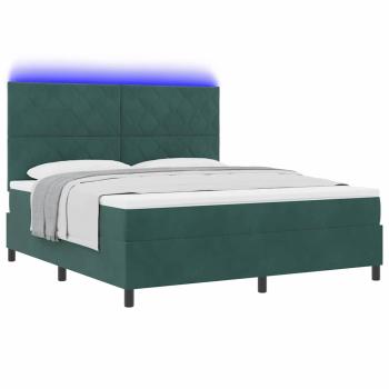LED Boxspringbett mit Kopfteil Dunkelgrün 180 x 200 cm Samt