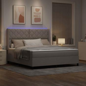 LED Boxspringbett mit Kopfteil Taupe 180 x 200 cm Stoff