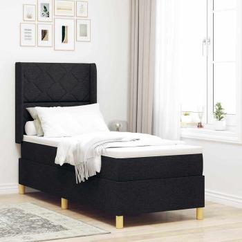 ARDEBO.de - Boxspringbett mit LED-Lichtleisten Schwarz 80 x 200 cm Stoff