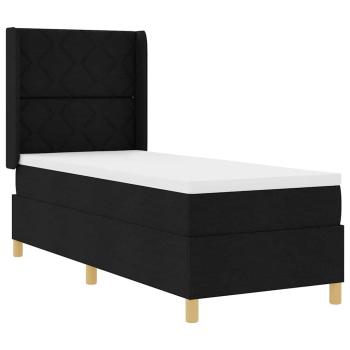 Boxspringbett mit LED-Lichtleisten Schwarz 80 x 200 cm Stoff