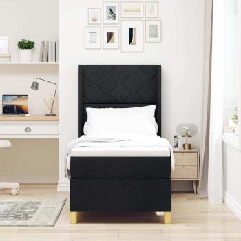 Boxspringbett mit LED-Lichtleisten Schwarz 80 x 200 cm Stoff