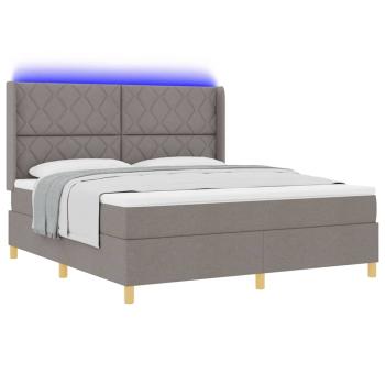 Boxspringbett mit LED-Lichtleisten Taupe 180 x 200 cm Stoff