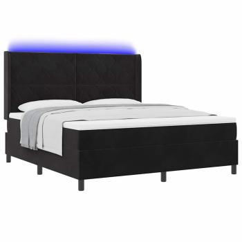 Boxspringbett mit LED-Lichtleisten Schwarz 180 x 200 cm Samt